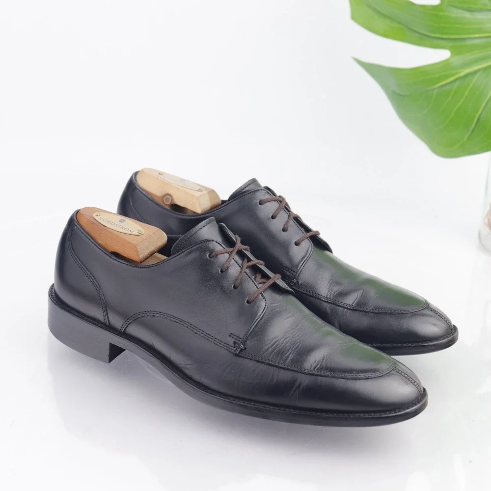 Cole Haan Mens Lenox Hill Oxfords Size 8 M Black Leather Apron Toe Dress Shoes